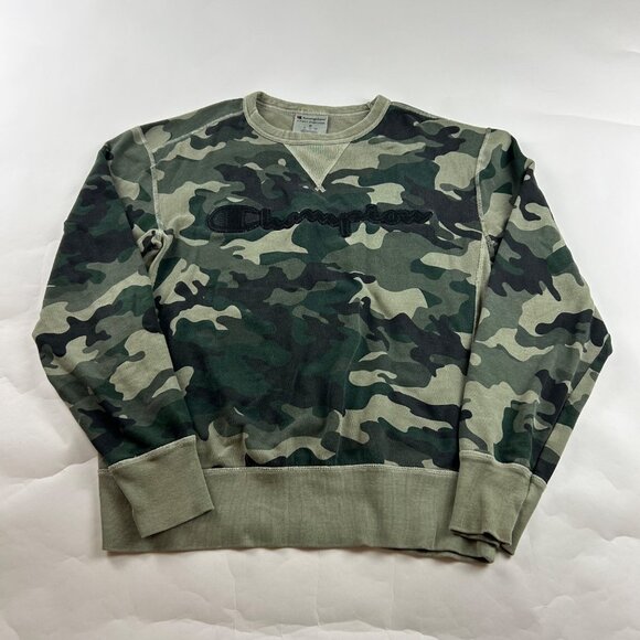 Champion Green Camo Pullover Sweatshirt M - Picture 1 of 5